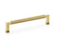 Loops Square Knurled Pull Handle - Satin Brass - 160mm Centres Premium Drawer Door