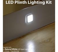 Square LED Plinth Light Kit 2 NATURAL WHITE Spotlights Kitchen Bathroom Panel