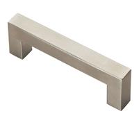 Loops Square Linear Block Pull Handle 110 x 14mm 96mm Fixing Centres Satin Steel in Metallics Loops Metallics
