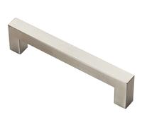 Loops Square Linear Block Pull Handle 142 x 14mm 128mm Fixing Centres Satin Steel in Metallics Loops Metallics