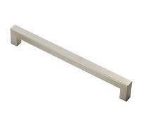 Loops Square Linear Block Pull Handle 206 x 14mm 192mm Fixing Centres Satin Steel in Metallics Loops Metallics