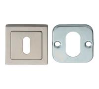 Loops Square Lock Profile Escutcheon Concealed Fix 52 x 52mm Bright Satin Steel in Metallics Loops Metallics