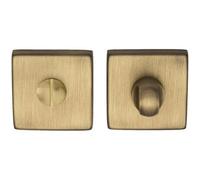 Loops Square Rose Thumbturn & Release Lock - Antique Brass - Bathroom Door Wc