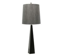 Loops Square Table Lamp Tapered Column Dark Grey Faux Silk Shade Black LED E27 60W Loops Black