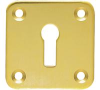 Standard Lock Profile Open Escutcheon 50 x 50mm Polished Brass Keyhole Cover
