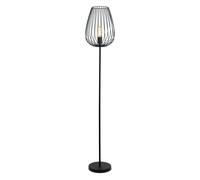 Loops Standing Floor Lamp Light Black Steel 1 x 60W E27 Bulb Tall Living Room Loops Black