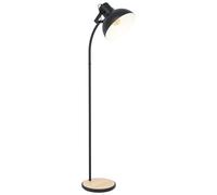 Loops Standing Floor Lamp Light Cruved Black Base / Shade & Wood 1 x 28W E27 Bulb Loops Black