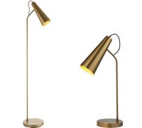 Loops Standing Floor & Table Lamp Set -Industrial Warm Antique Brass Task Light