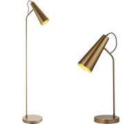 Loops Standing Floor & Table Lamp Set -Industrial Warm Antique Brass Task Light