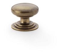 Loops Stepped Round Door Knob - Antique Brass 32mm Classic Kitchen Cabinet Pull Handle