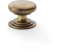 Loops Stepped Round Door Knob - Antique Brass 38mm Classic Kitchen Cabinet Pull Handle