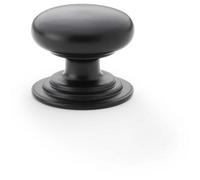 Loops Stepped Round Door Knob - Matt Black 32mm Classic Kitchen Cabinet Pull Handle