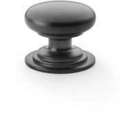 Loops Stepped Round Door Knob - Matt Black 38mm Classic Kitchen Cabinet Pull Handle
