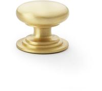 Loops Stepped Round Door Knob - Satin Brass 38mm Classic Kitchen Cabinet Pull Handle