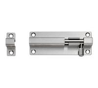 Loops Straight Barrel Surface Mounted Sliding Door Bolt Lock 100mm X 38mm Bright Steel