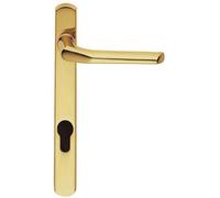Loops Straight Lever Door Handle on Lock Backplate Polished Brass 208mm X 25mm in Metallics Loops Metallics
