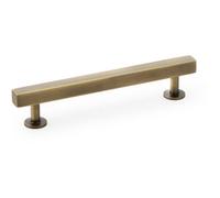 Loops Straight Square Bar Pull Handle - Antique Brass 128mm Centres Solid Brass Drawer