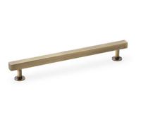 Loops Straight Square Bar Pull Handle - Antique Brass 192mm Centres Solid Brass Drawer