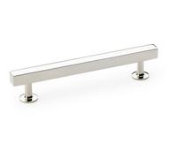 Loops Straight Square Bar Pull Handle Polished Nickel 128mm Centres Solid Brass Drawer