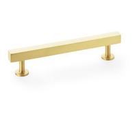 Loops Straight Square Bar Pull Handle - Satin Brass 128mm Centres Solid Brass Drawer
