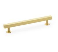 Loops Straight Square Bar Pull Handle - Satin Brass 160mm Centres Solid Brass Drawer