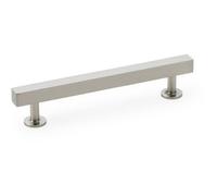 Loops Straight Square Bar Pull Handle - Satin Nickel 128mm Centres Solid Brass Drawer