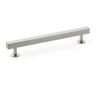 Loops Straight Square Bar Pull Handle - Satin Nickel 160mm Centres Solid Brass Drawer