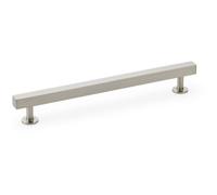 Loops Straight Square Bar Pull Handle - Satin Nickel 192mm Centres Solid Brass Drawer