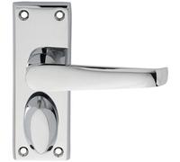 Loops Straight Victorian Privacy Latch Door Handle - Polished Chrome Lever Backplate