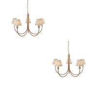Loops Stunning 2 Pack Brushed Aged Brass Ceiling Pendant Lights With Green Fabric Shades