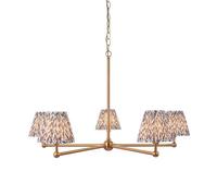 Loops Stunning 5-Light Brushed Brass Pendant Light With Pearl Grey Shades For Elegant Interiors