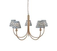 Loops Stunning Brushed Aged Brass Hanging Ceiling Pendant Light With Marlin Blue Shades