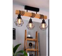 Loops Stunning Modern Black And Brown Triple Pendant Light - 55Cm Indoor Ceiling Fixture