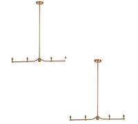 Loops Stylish 2 Pack Brushed Aged Brass Ceiling Pendant Lights With B22 Holders