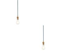 Loops Stylish 2 Pack Brushed Brass Hanging Pendant Lights With Blue Flex