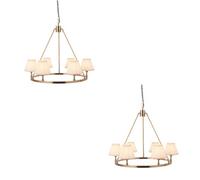 Loops Stylish 2 Pack Brushed Brass Pendant Lights With Vintage White Shades