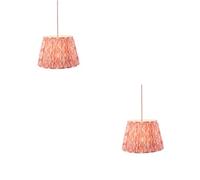 Loops Stylish 2 Pack Coral Pink Pendant Lights With Brushed Aged Brass Finish