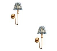 Loops Stylish 2 Pack Dimmable Wall Lights With Aged Brass And Marlin Blue Shades