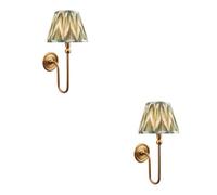 Loops Stylish 2 Pack Dimmable Wall Lights With Brass Finish And Cotswold Green Shades