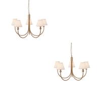 Loops Stylish 2 Pack Hanging Ceiling Pendant Lights - Brushed Brass And Vintage White Fabric Shades