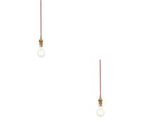 Loops Stylish 2 Pack Of Adjustable Hanging Pendant Lights In Brushed Aged Brass With Red Flex