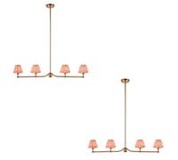 Loops Stylish 2 Pack Of Coral Pink Ceiling Pendant Lights In Aged Brass Finish