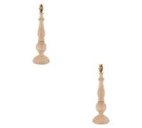 Loops Stylish 2 Pack Table Lamp Bases In Natural Wood And Brushed Brass Finish