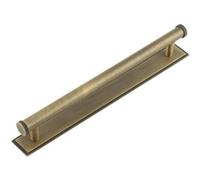 Loops Stylish 224mm Antique Brass Cabinet Handle With Stepped Backplate - Kitchen Drawer Pull Handle