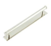Loops Stylish 224mm Polished Nickel Cabinet Pull Handle With Plain Backplate - Kitchen Drawer Pull Handle