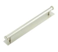 Loops Stylish 224mm Satin Nickel Cabinet Handle With Plain Backplate - Kitchen Drawer Pull Handle