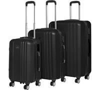 Loops Stylish 3-Piece Lightweight Abs Luggage Set - Black Travel Suitcases 20 24 28 Inches