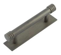 Loops Stylish 96mm Dark Bronze Cabinet Handle With Plain Backplate - Kitchen Drawer Pull Handle