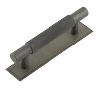 Loops Stylish 96mm Dark Bronze Cabinet Handle With Stepped Backplate Kitchen Drawer Pull Handle