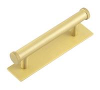 Loops Stylish 96mm Satin Brass Cabinet Handle With Plain Backplate - Kitchen Drawer Pull Handle